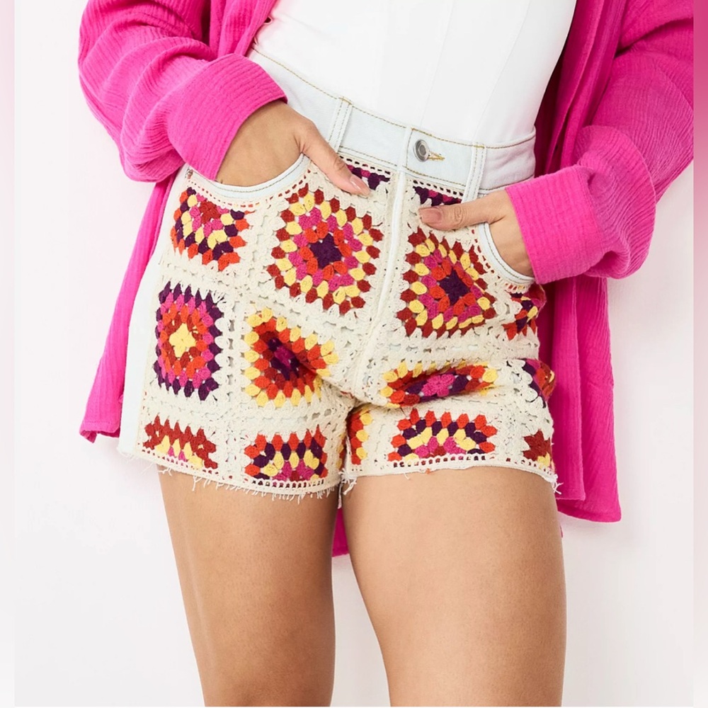 Juniors' SO® • Denim Crochet Shorts • Festival / Rave
